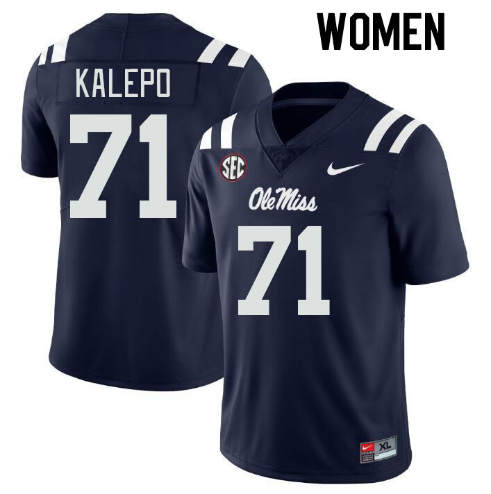 Women #71 Nate Kalepo Ole Miss Rebels College Football Jerseys Stitched-Navy